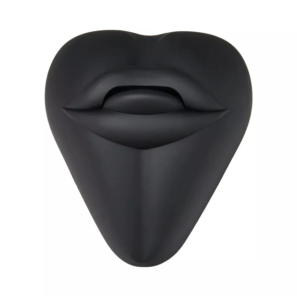 Kissi - Silicone Lips & Tongue Stimulator Dildo Cushion and Grinder - Black