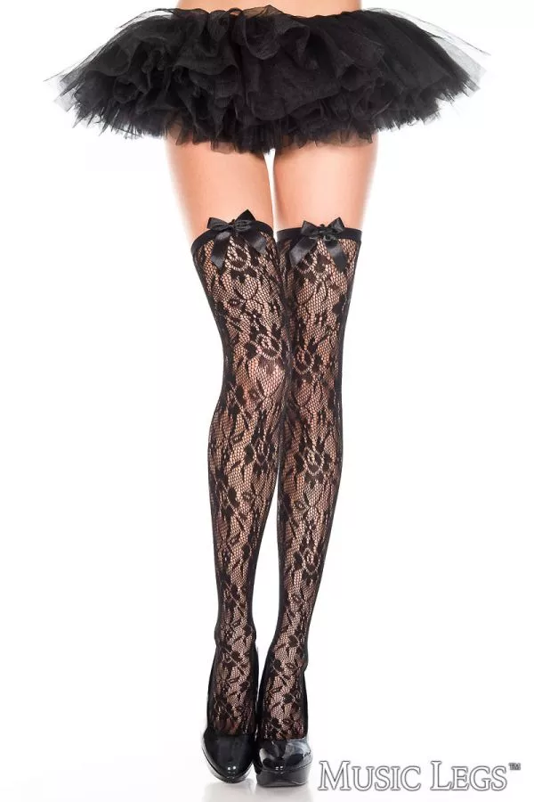 Lace Thigh Hi with Satin Bow