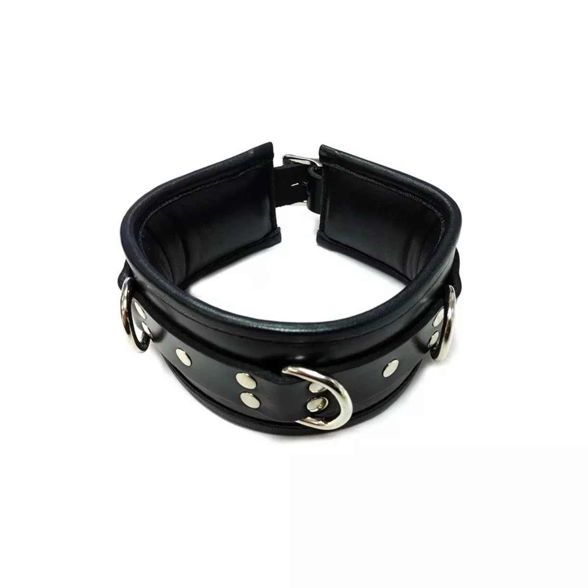 Leather 3 D-Ring Padded Collar