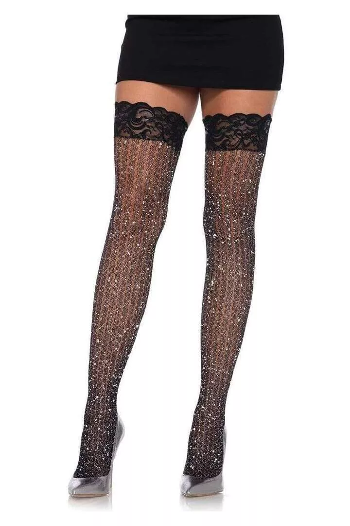 Leg Avenue Ash Cable Net Thigh Highs Black in One Size