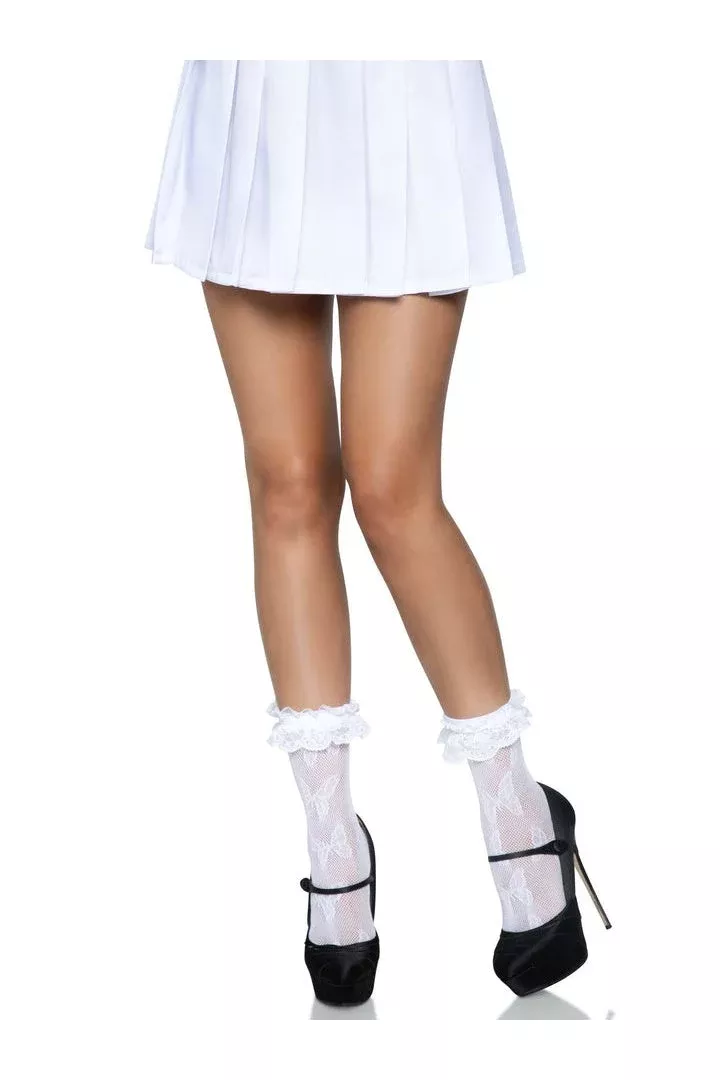 Leg Avenue Butterfly Net Anklets White in One Size
