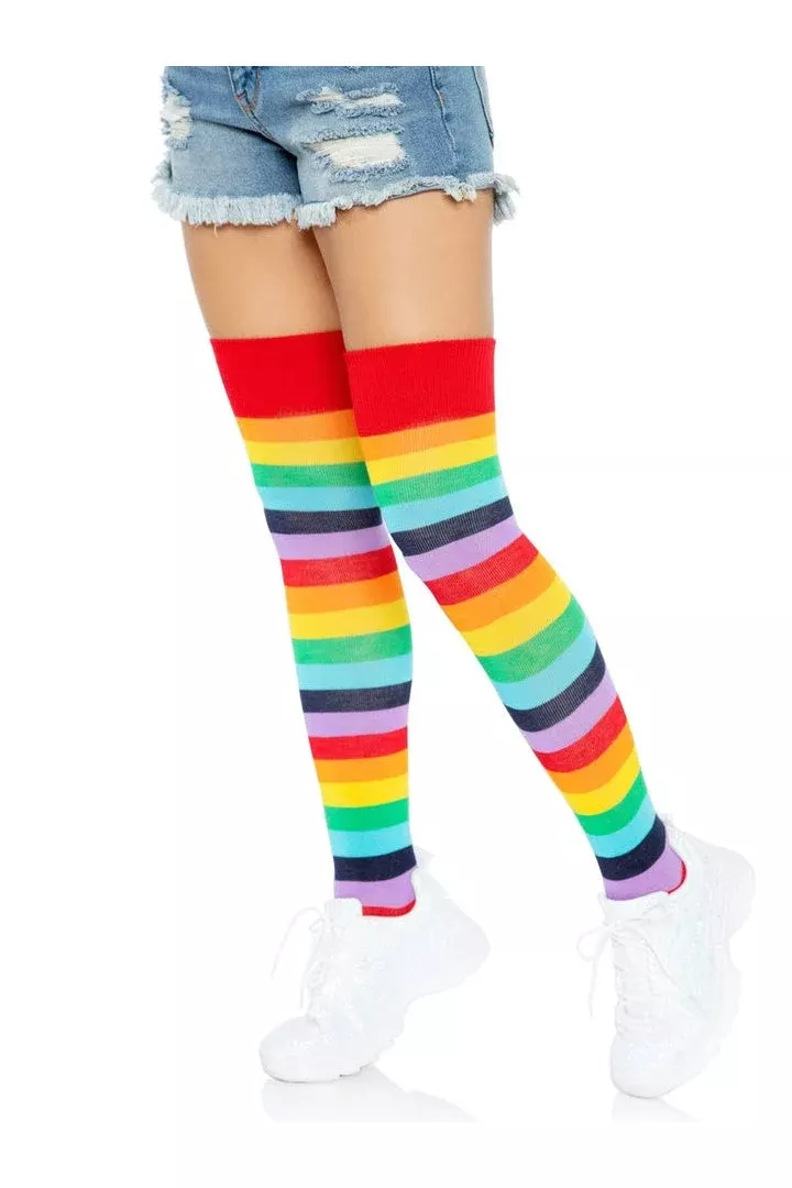Leg Avenue Cherry Rainbow Thigh High Socks Multicolor in One Size