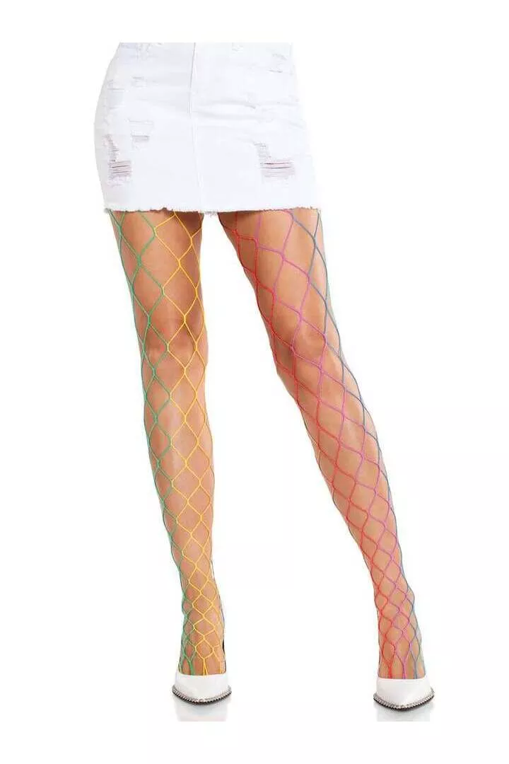 Leg Avenue Chroma Net Rainbow Tights Multicolor in One Size