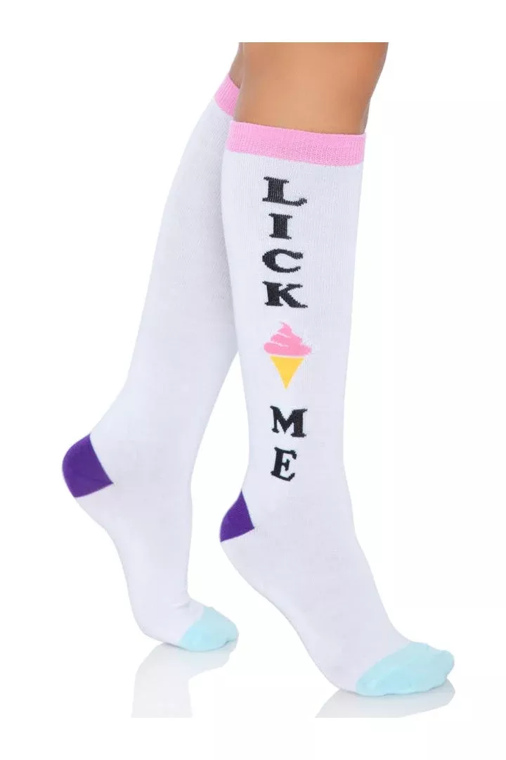 Leg Avenue Lick Me Knee Socks Multicolor in One Size