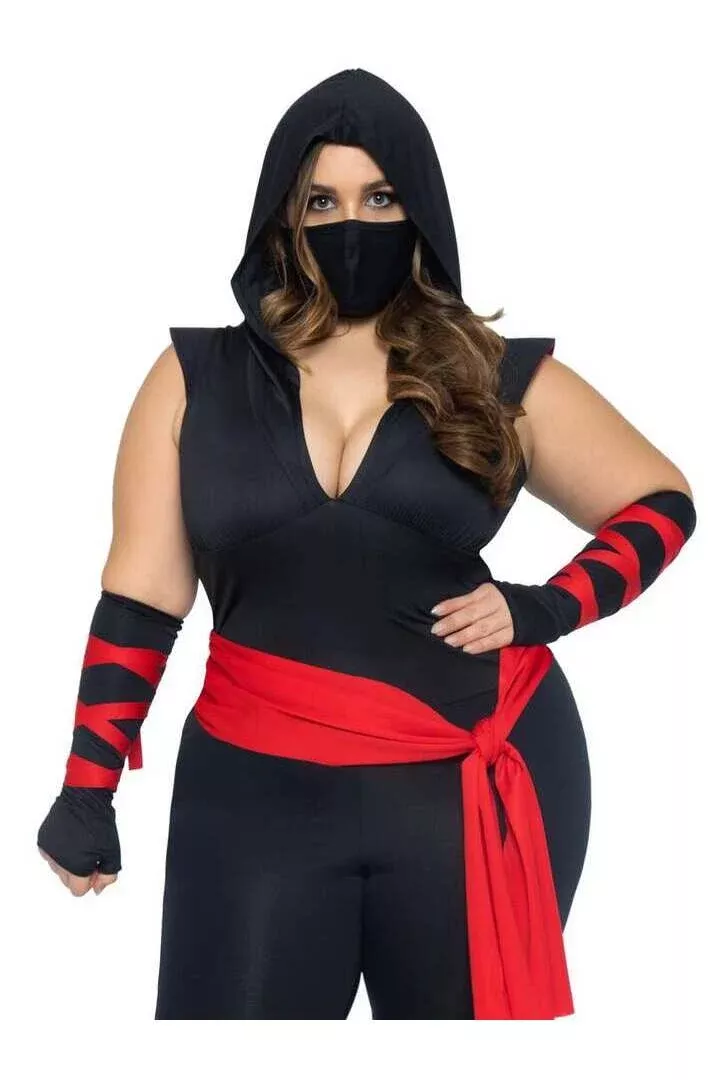 Leg Avenue Plus Deadly Ninja Costume in Black/Red
