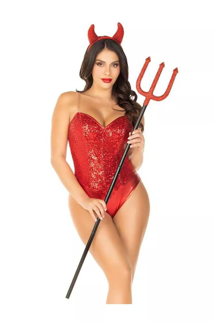 Leg Avenue Rhinestone Devil Pitch Fork Red in One Size