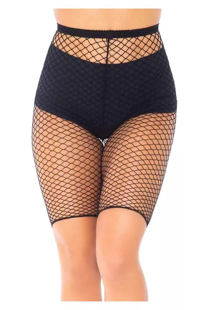 Leg Avenue Troublemaker Fishnet Biker Shorts in One Size