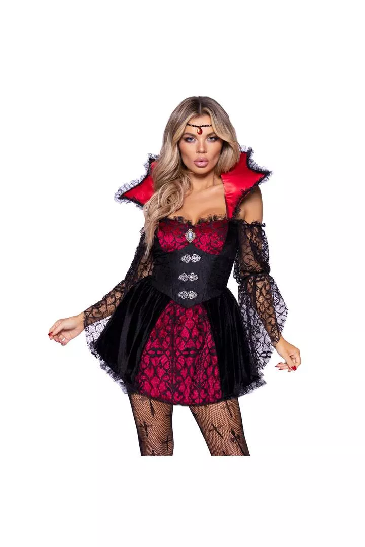 Leg Avenue Victorian Vampire Costume Black/Red