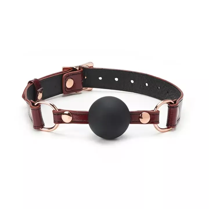 Liebe Seele | Leather Ball Gag | Wine Red & Rose Gold