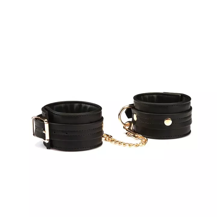 Liebe Seele | Leather Wrist Cuffs | Black & Rose Gold