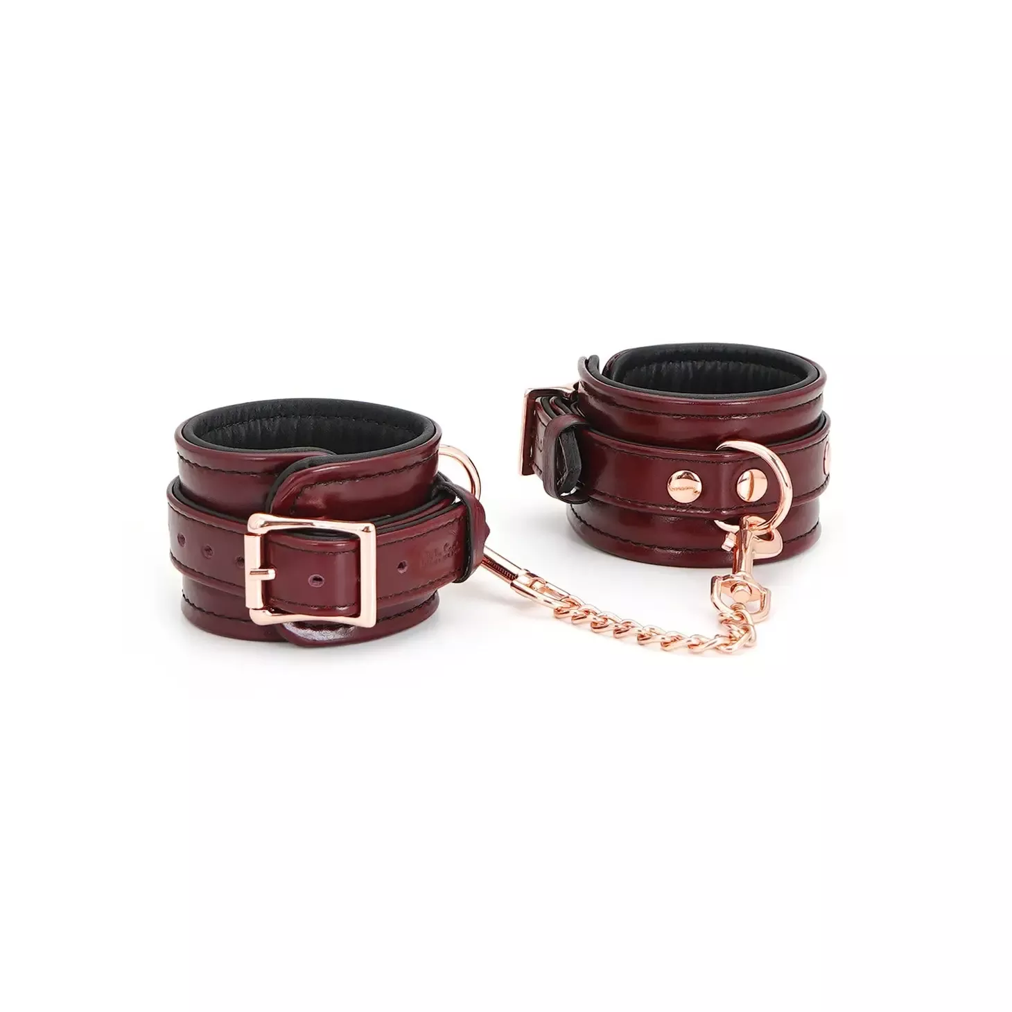 Liebe Seele | Leather Wrist-cuffs | Red Wine & Rose Gold