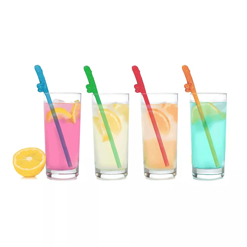 Little Genie Super Fun Penis Party Straws 8-Pack - Multicolor