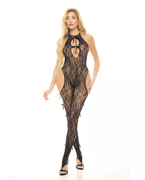 Love Me Harder Bodystocking Black One Size