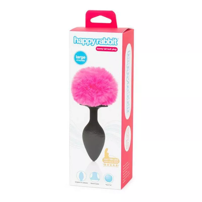 Lovehoney Happy Rabbit Non-Vibrating Butt Plug Large Black/Pink
