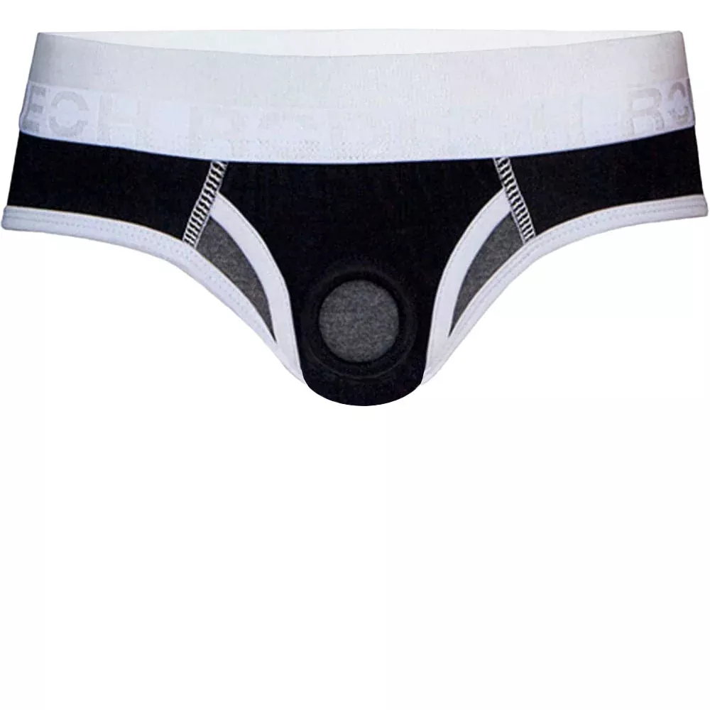 Low Rise Brief+ Harness - Black & Gray Marle