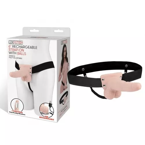 Lux Fetish 6" Rechargeable Strap On - Ivory