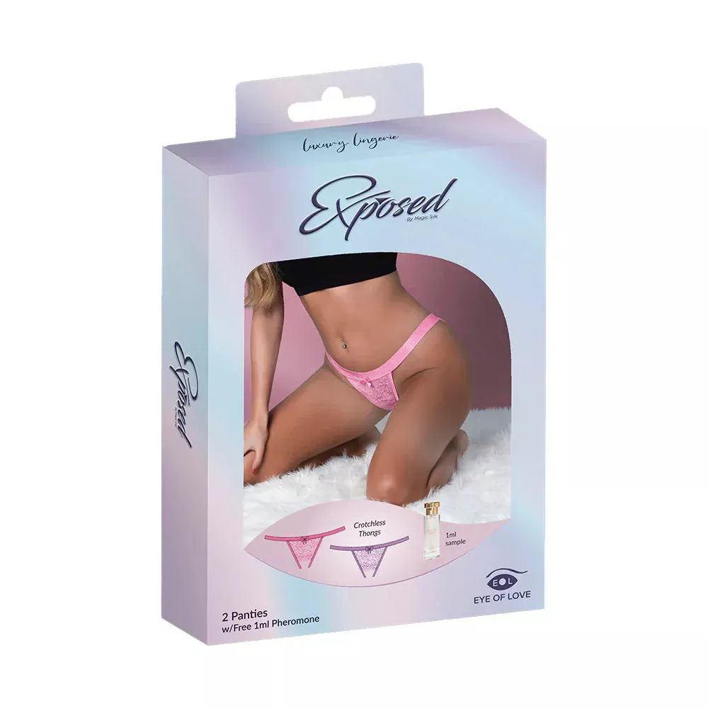 Magic Silk Pheromone Panties Crotchless Thong 2-Pack