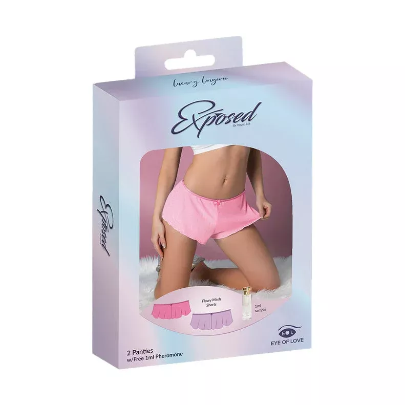 Magic Silk Pheromone Panties Flowy Mesh Short 2-Pack Lilac/Rose