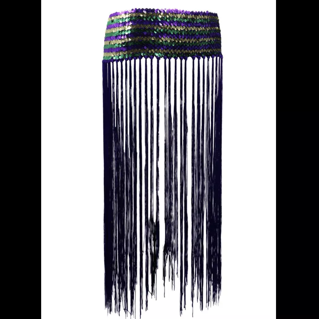Mardi Gras Stretchy Sequin Fringe Belt
