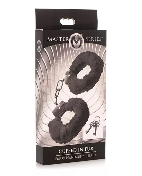 Master Series Cuffed In Fur Handcuffs - Black