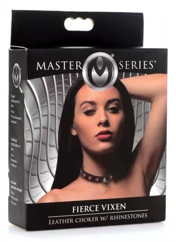 Master Series Leather Choker W/ Rhinestones
