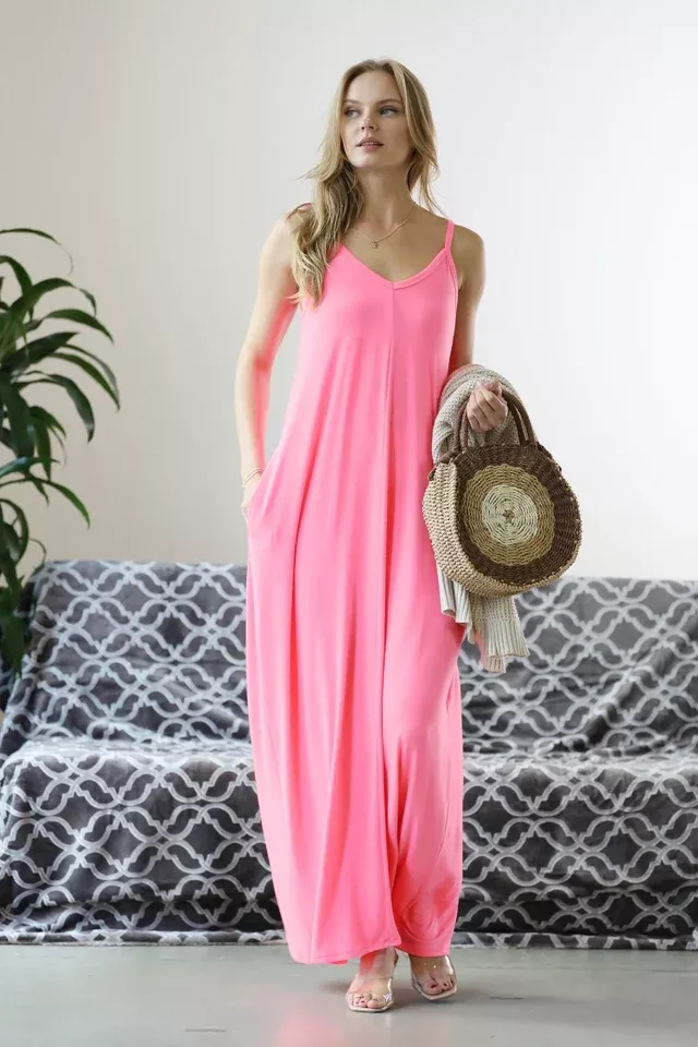 Maxi Dress w/ Adjustable Strap & Pockets