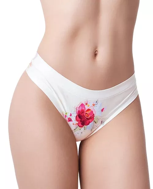 Mememe Flower Power Rose Printed Thong Large