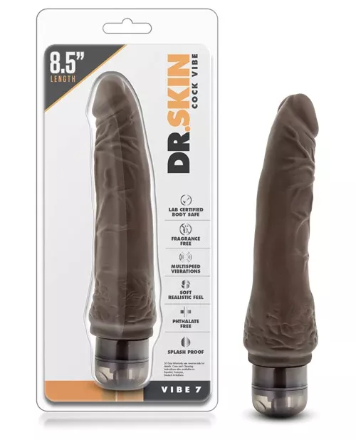 Mr Skin Vibe 7 8.5" Vibrating Dildo - Chocolate