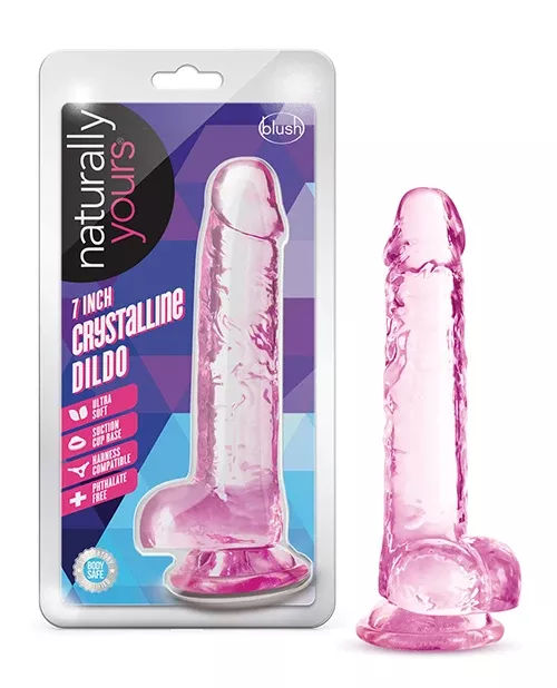 Naturally Yours 7" Crystalline Dildo - Rose
