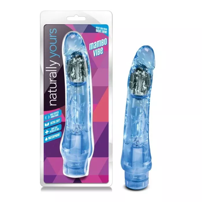 Naturally Yours Mambo 9" Vibrating Dildo - Blue