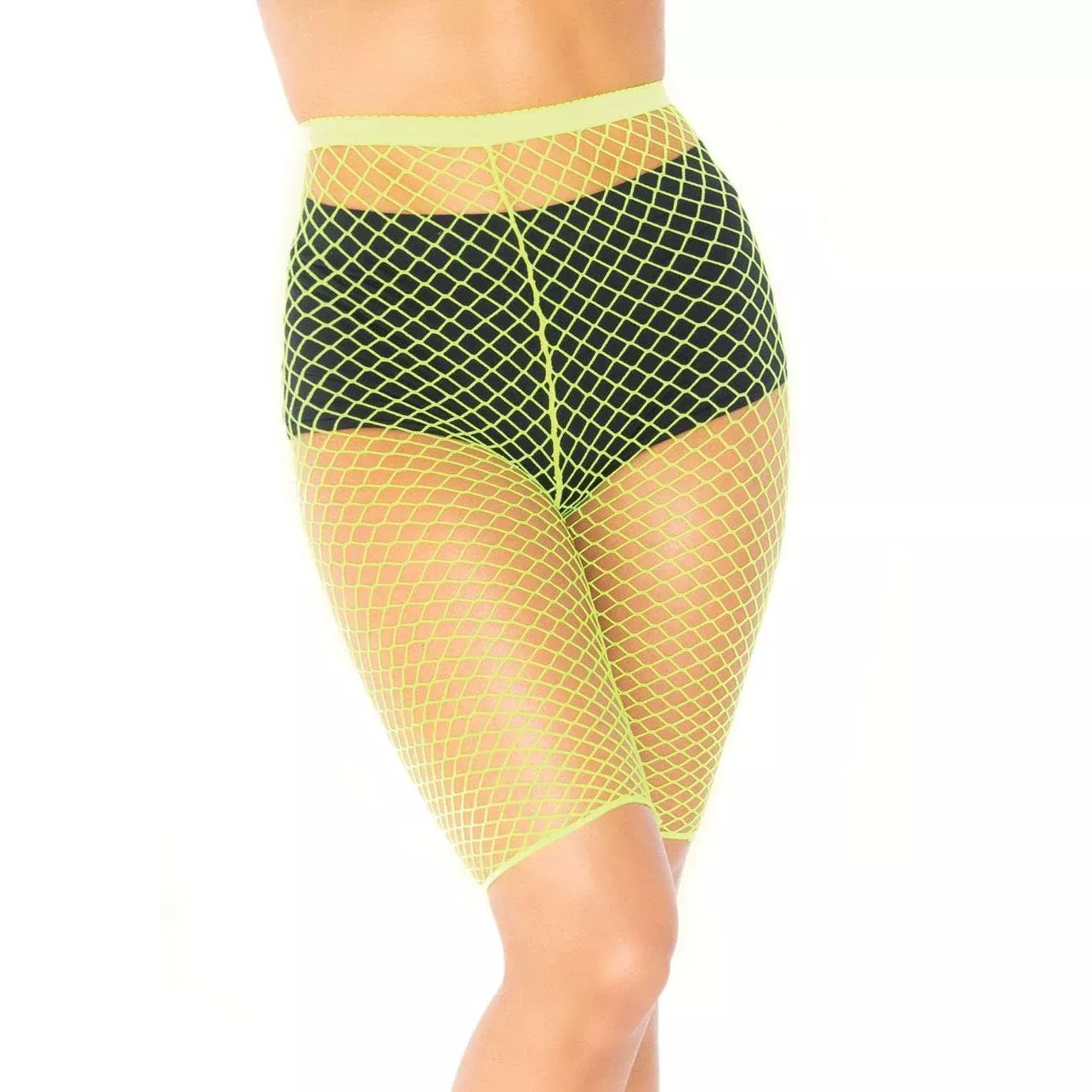 Neon Yellow Industrial Fishnet Biker Shorts