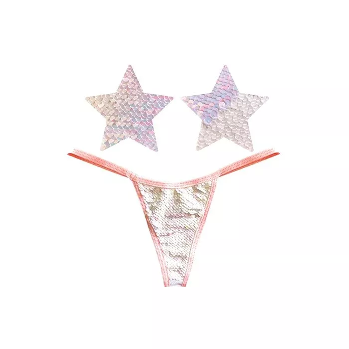 Neva Nude Pink & White Sequin G-String & Pasties