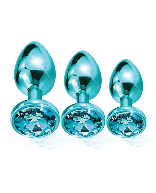 Nixie Metal Butt Plug Trainer Set - Blue Metallic