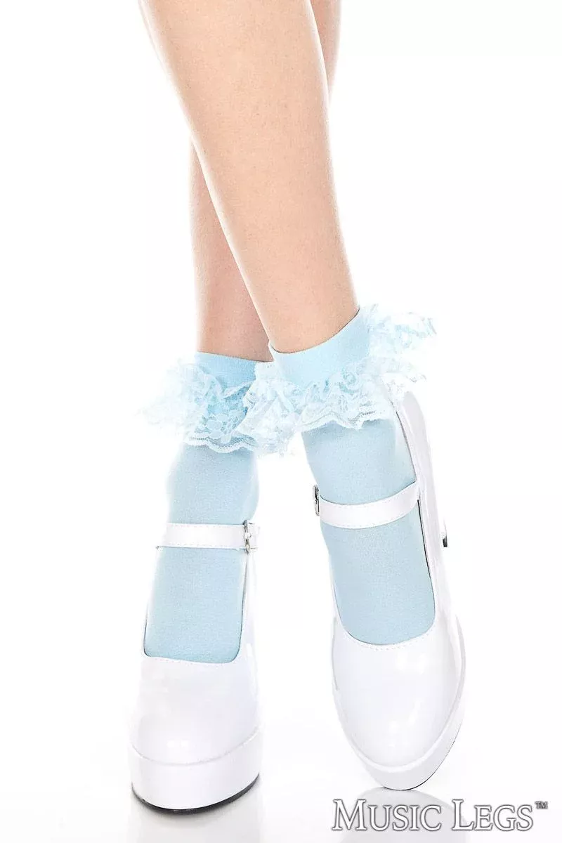 Opaque Ankle Hi With Ruffles