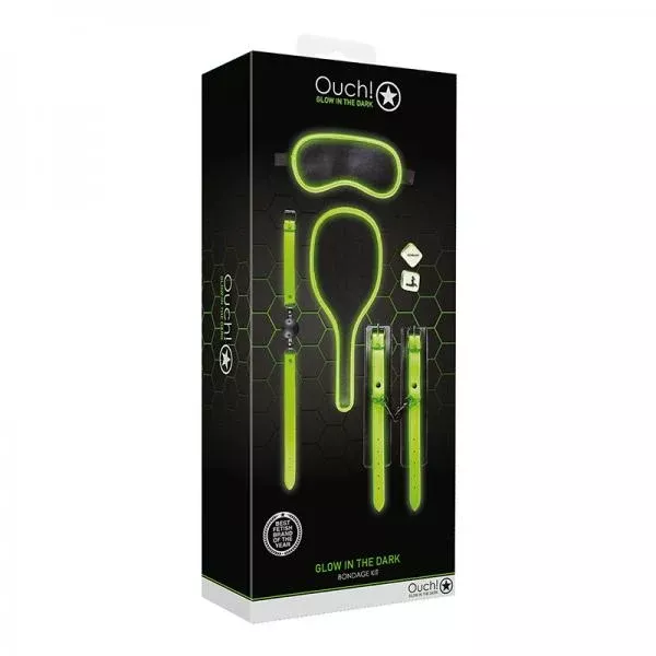 Ouch! Glow Bondage Kit #1 - Glow In The Dark - Green