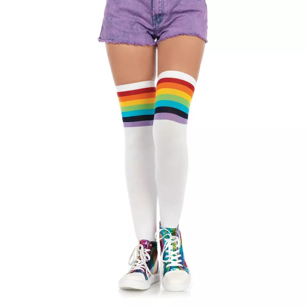 Over The Rainbow Thigh High Rainbow Stripe Socks
