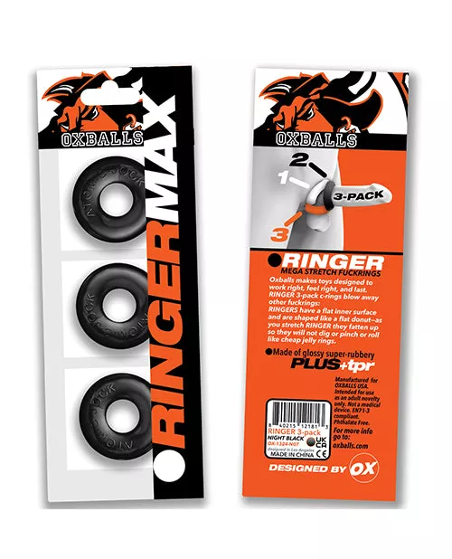 Oxballs Ringer Max 3 Pack Cockrings Black