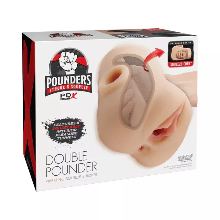 PDX Plus Double Pounder Vibrating Squeeze Stroker