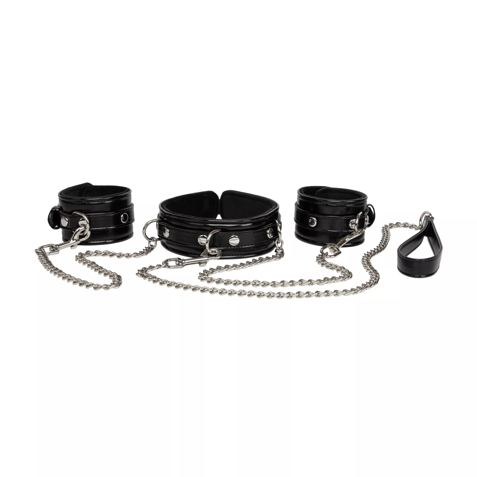 Pearlescent PU Wrist to Collar Restraints Set