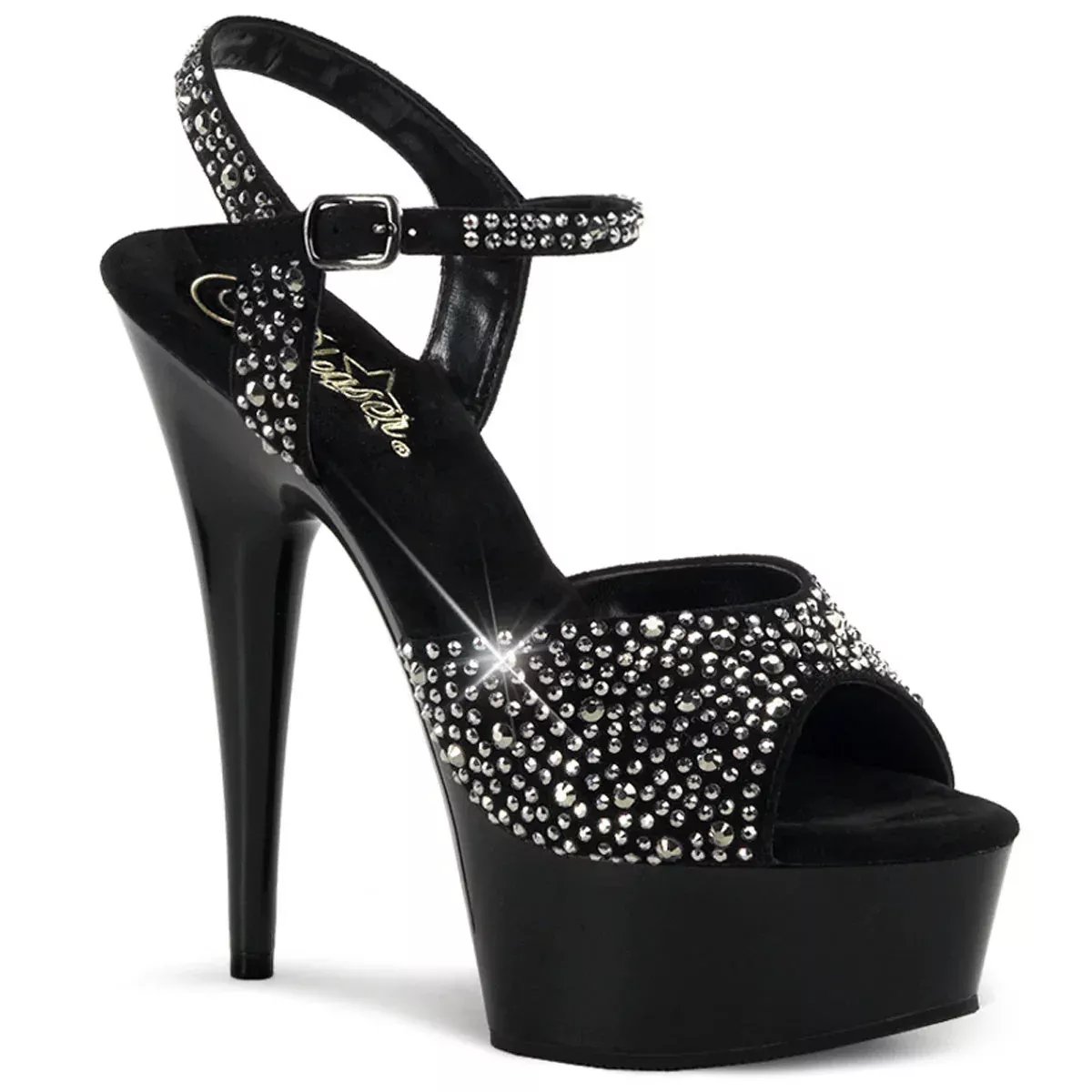 Peep Toe Sandal with Rhinestone 6" Heel