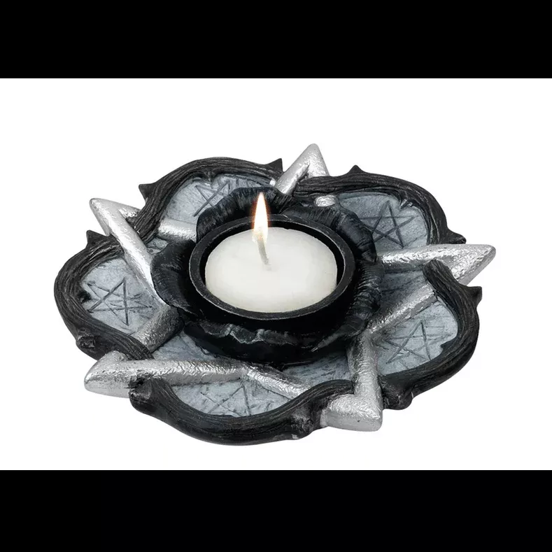 Pentagram Rose Tea Light Candle Holder