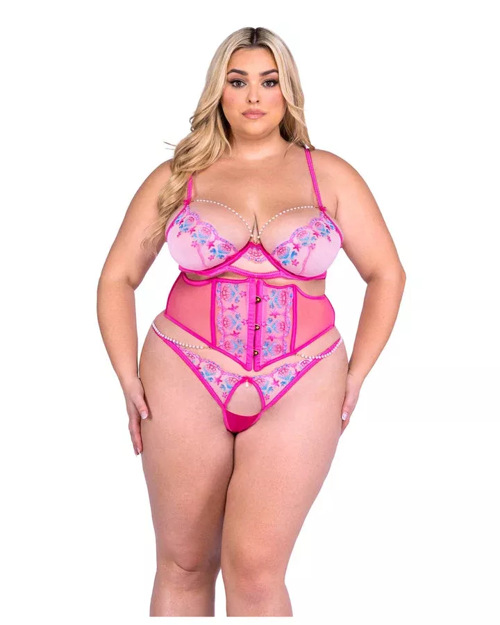 Pink Sultry Siren Waspie Bra Set