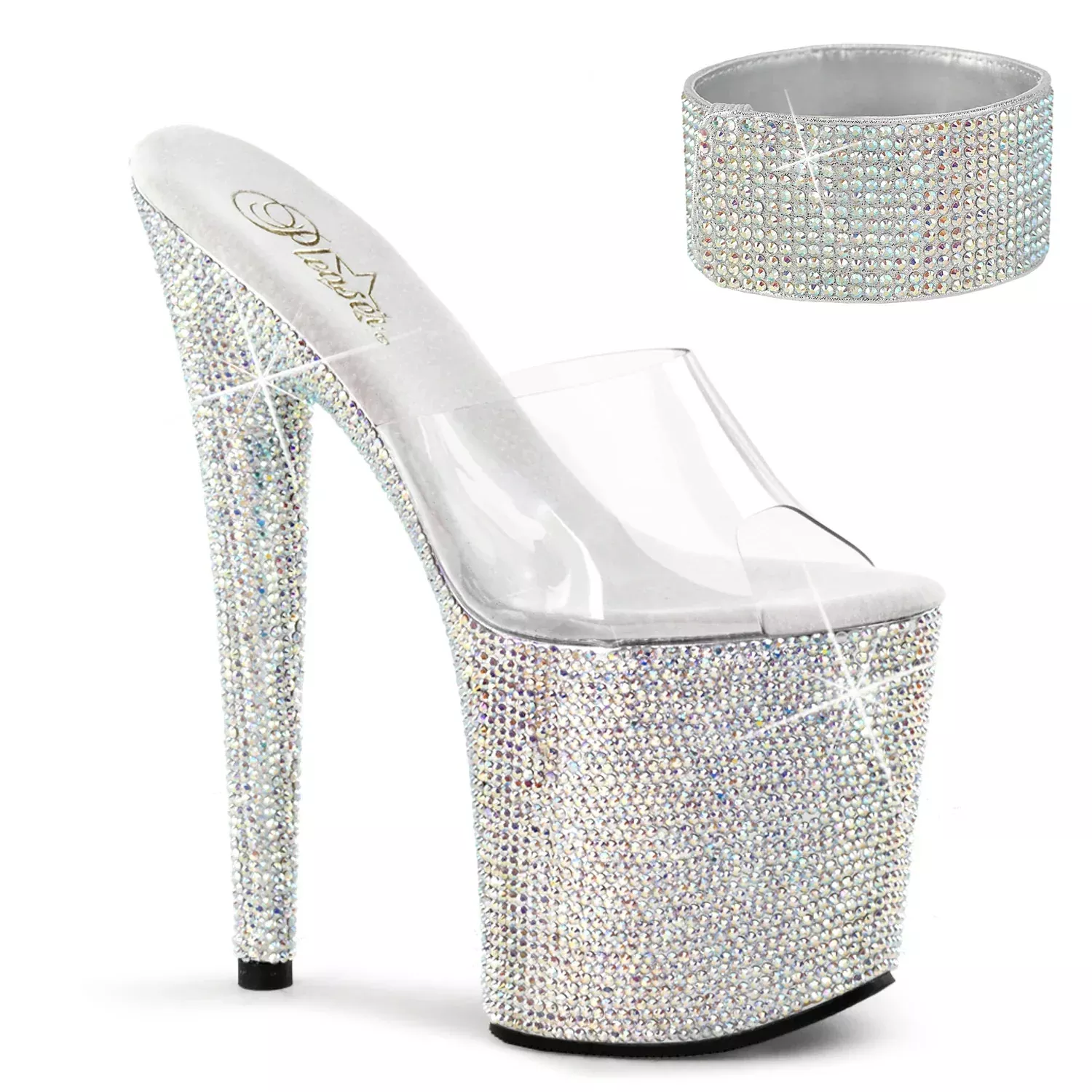 Platform Sandals Bejeweled 8" Heel