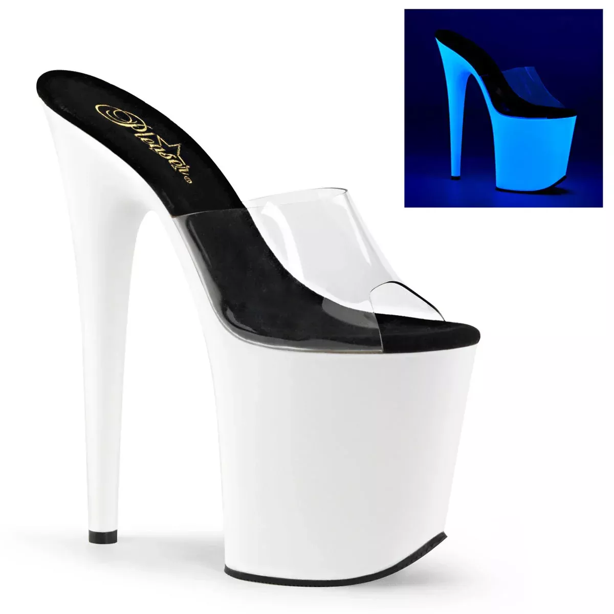 Platform UV reactive Sandal 8" Heel