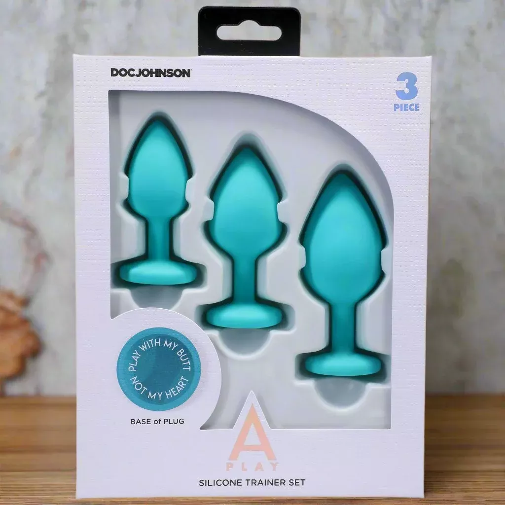 A-Play Beginner Butt Plug Set – 3-Piece Silicone Spade Design, Graduated Sizes, Body-Safe