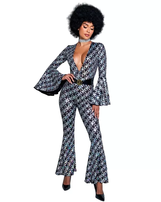 Playboy Black & Silver Disco Fever Bodysuit