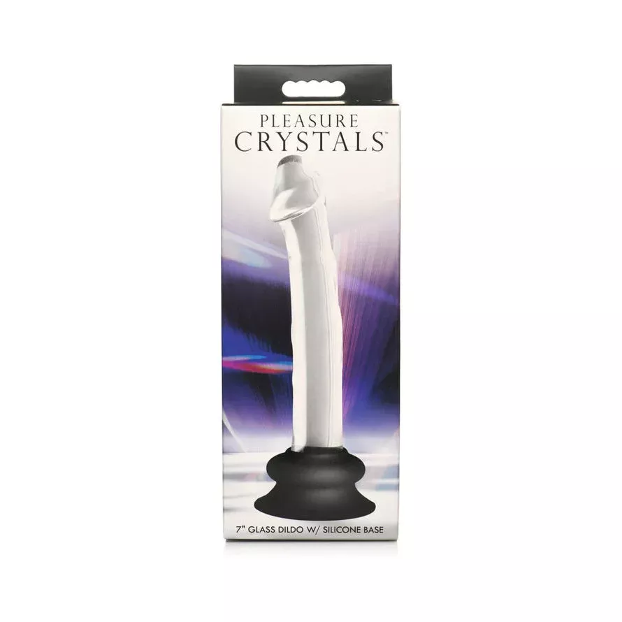 Pleasure Crystals Glass Dildo W/ Silicone Base