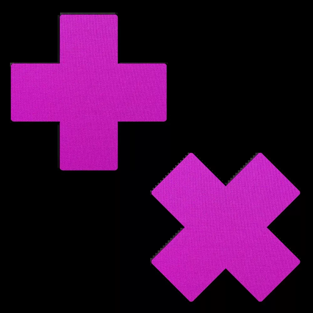 Plus X: Pink Holographic Cross Nipple Pasties