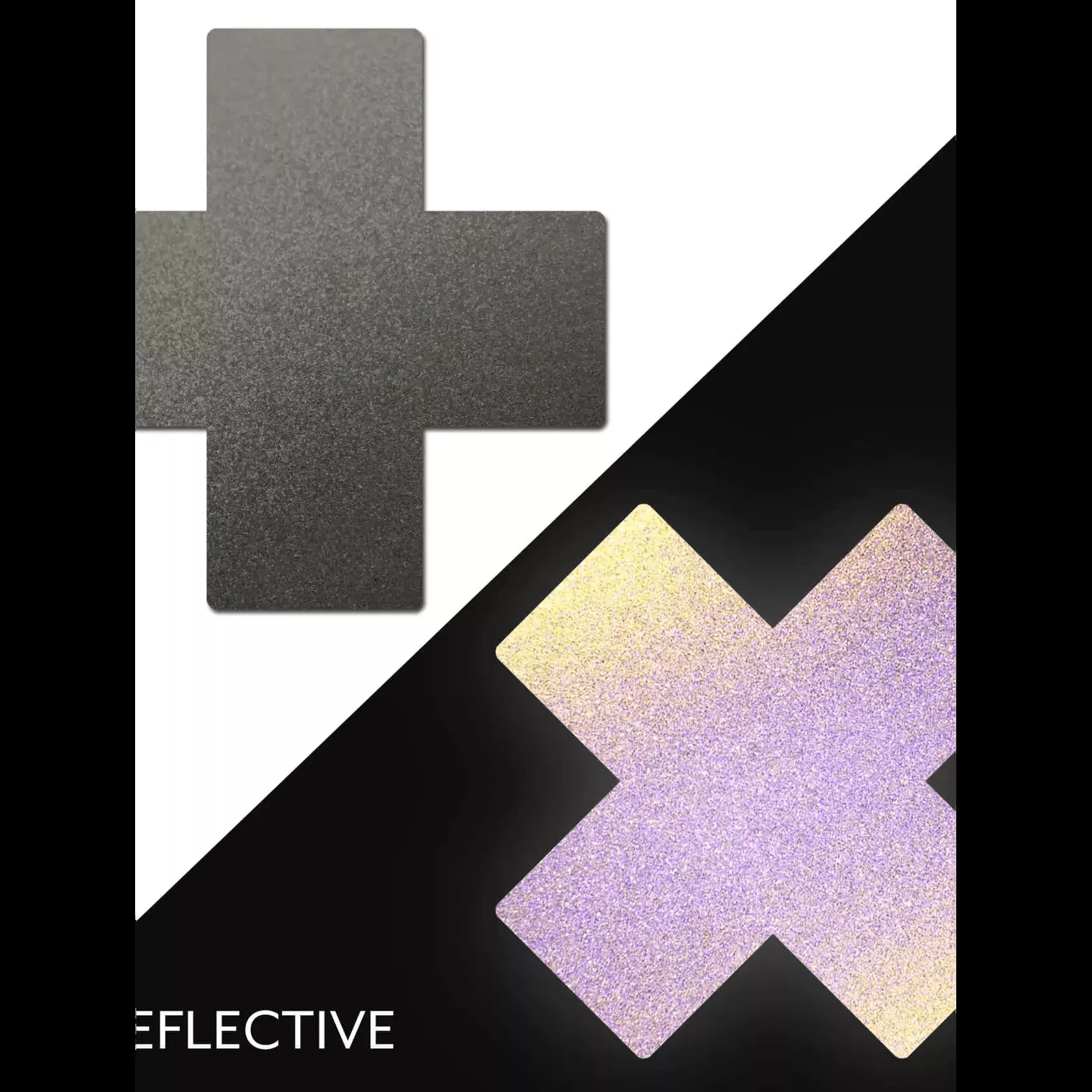 Plus X: Reflective Gunmetal Grey Cross Nipple Pasties