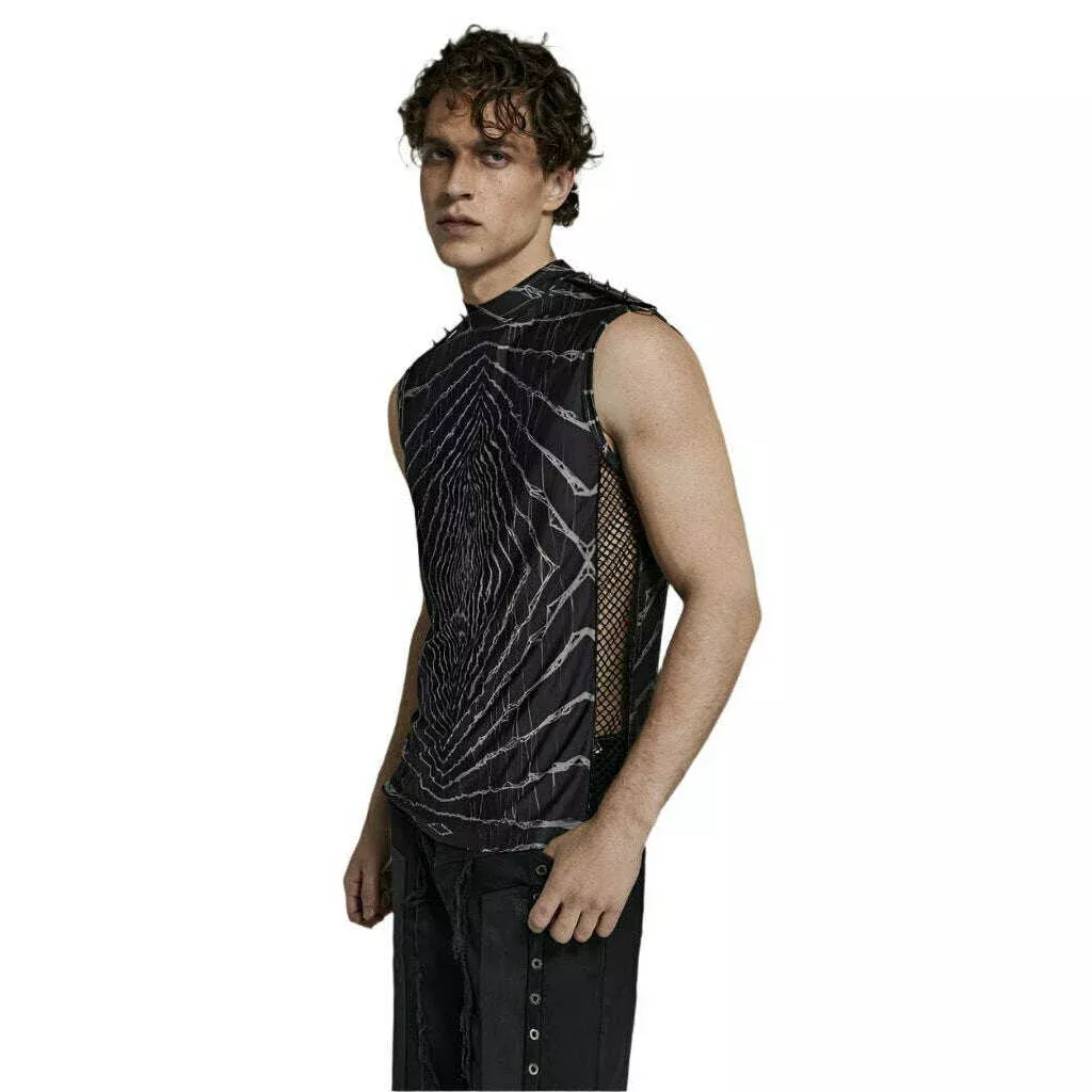 Punk Rave Cyber Graphic Black Tank Top
